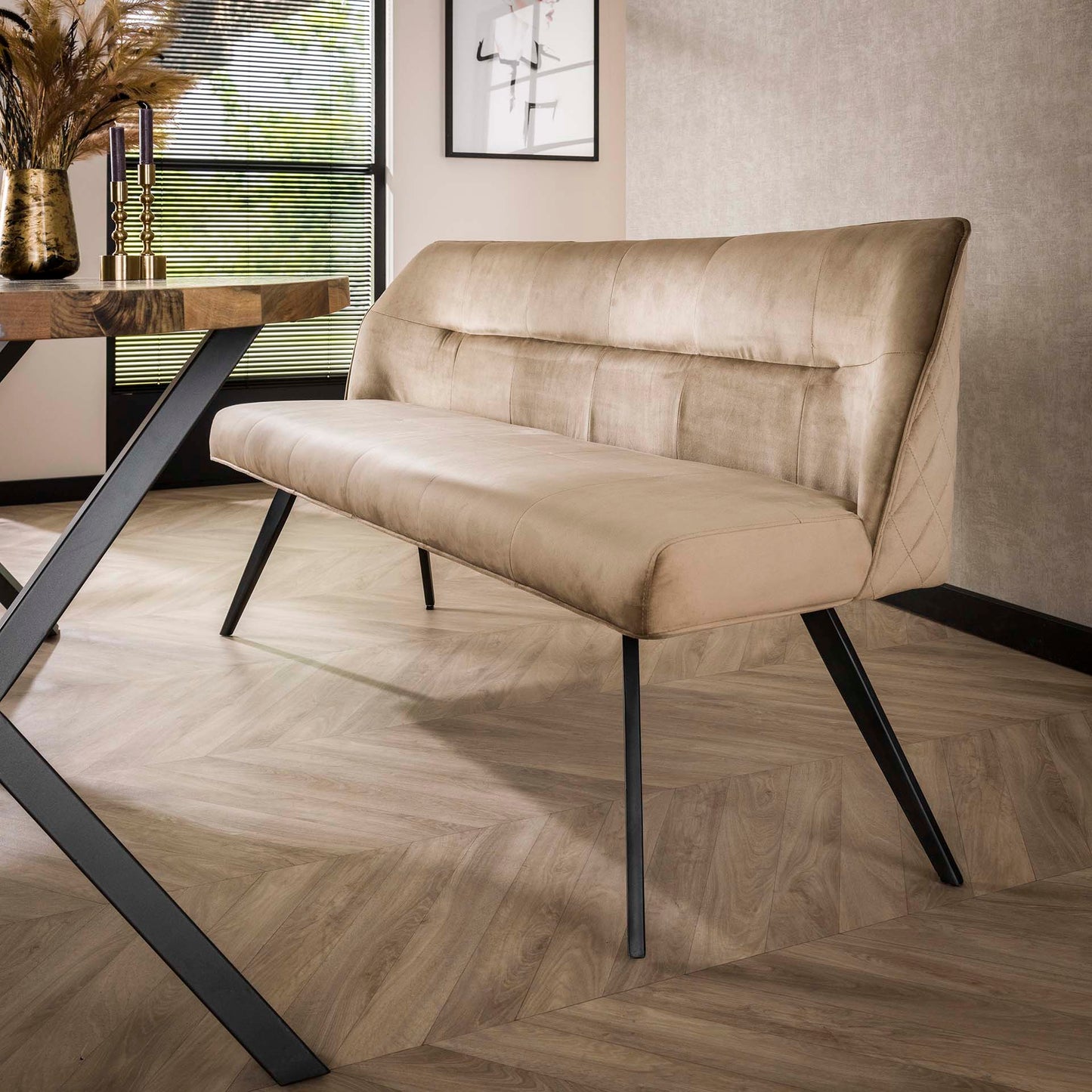 Eetkamerbank Pull - 188x53x84 cm - Rich Zandkleur