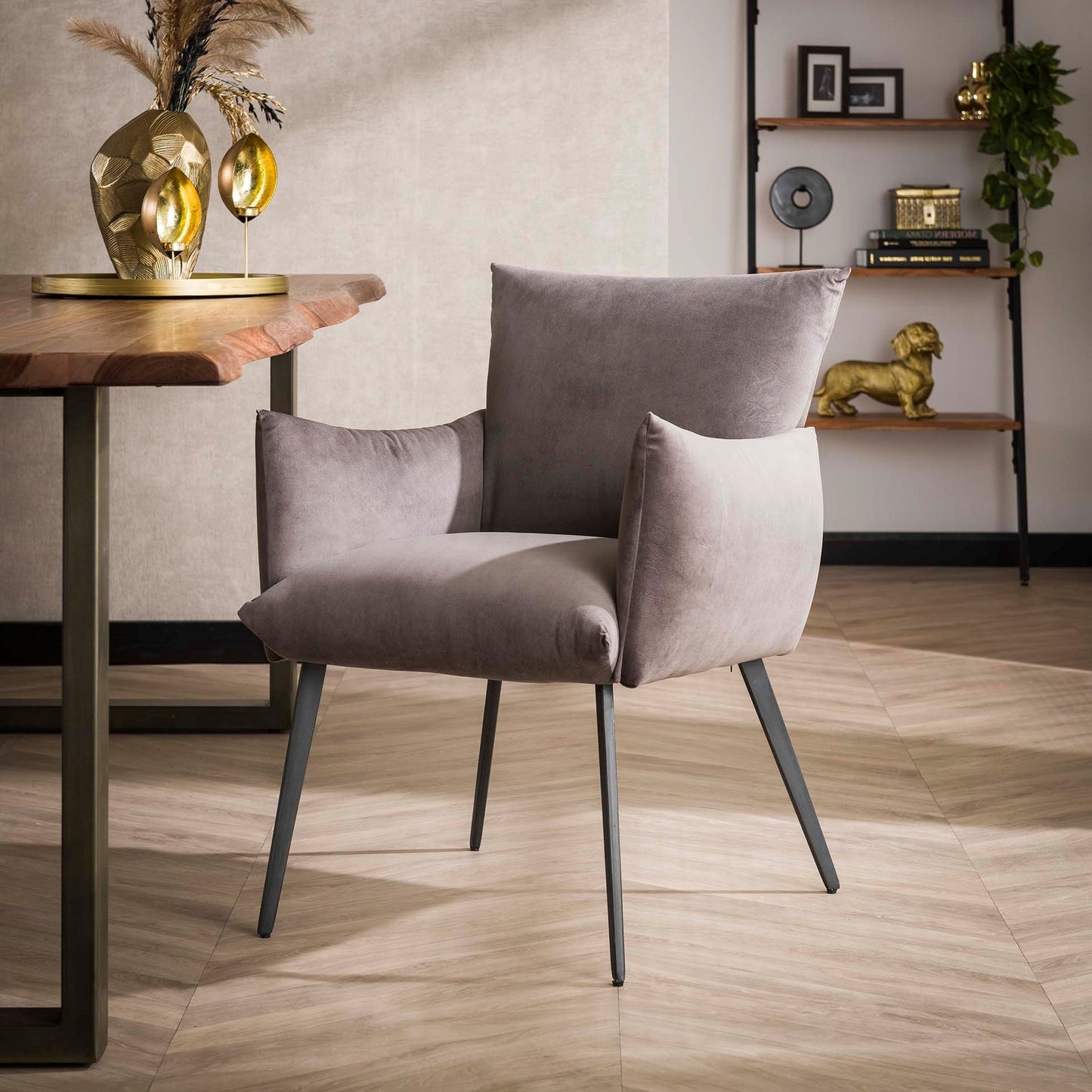Eetkamerfauteuil Lobby - 65x68x83 cm - Groen velours