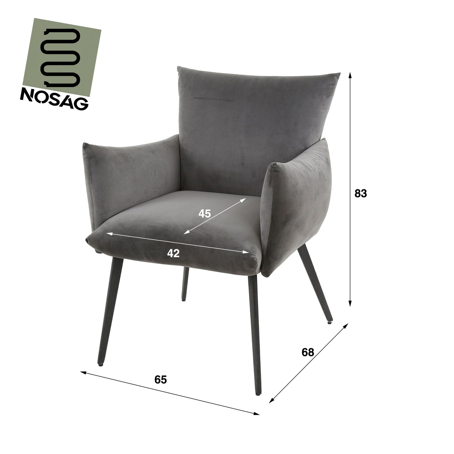 Eetkamerfauteuil lobby / Antraciet velours