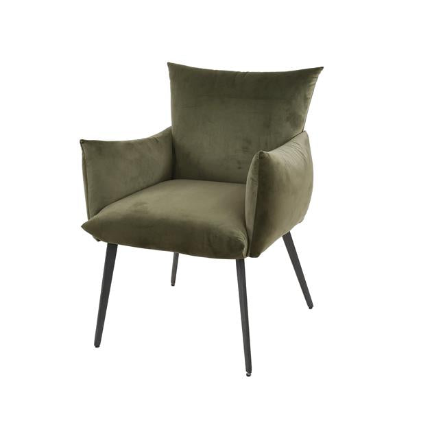 Eetkamerfauteuil Lobby - Groen velours - 65x68x83 cm