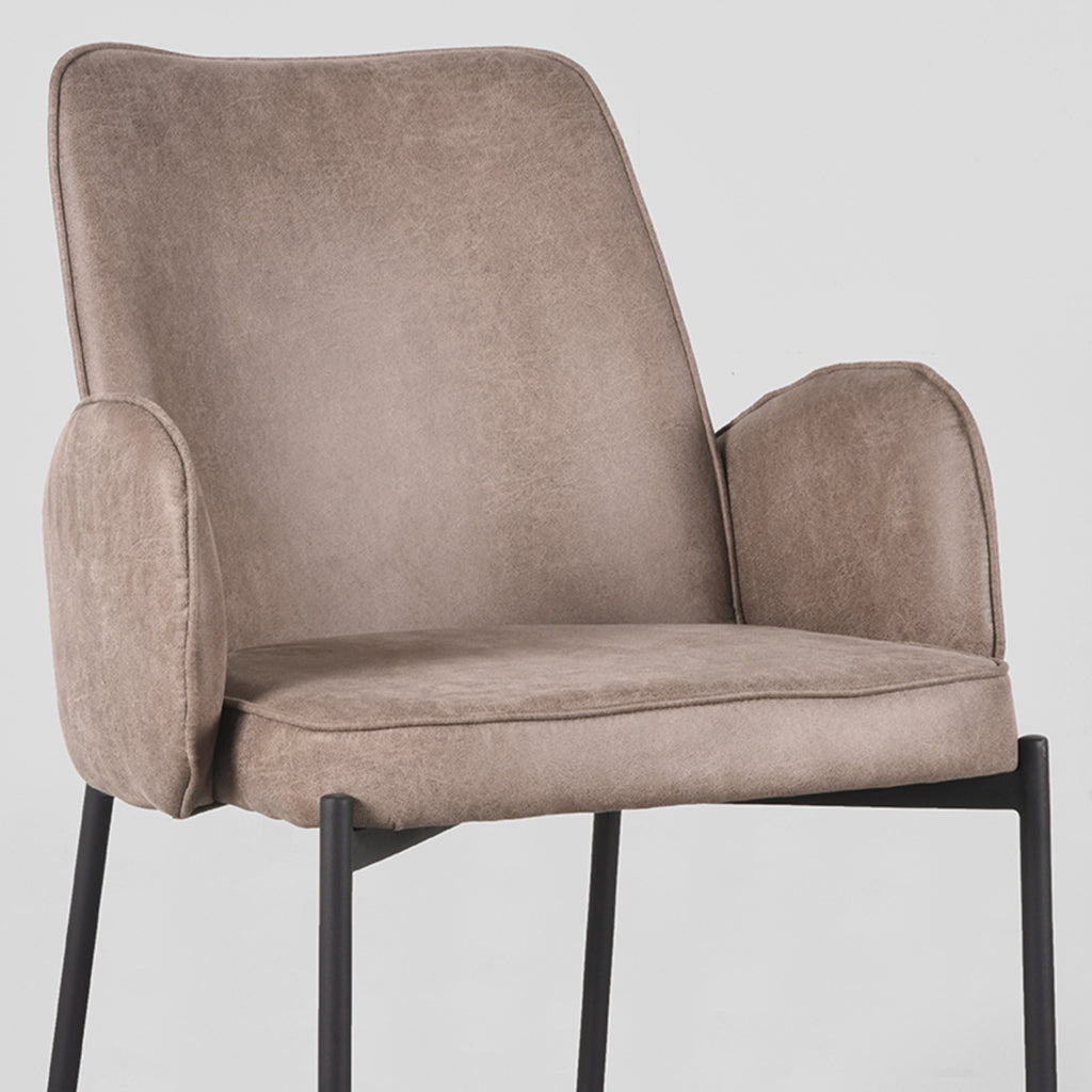 Eetkamerstoel Joni - Taupe - Microfiber