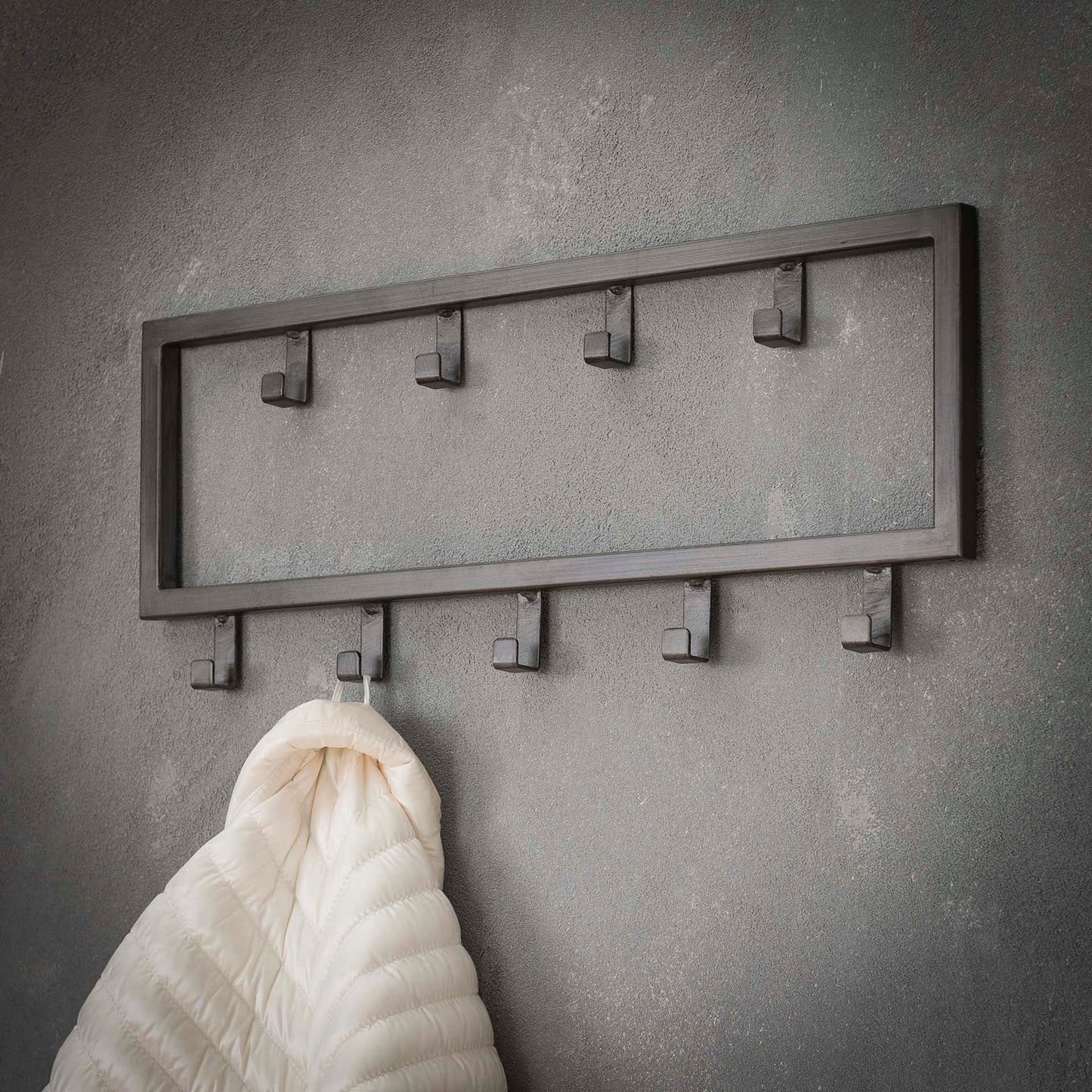 Kapstok Industrial 9 Haken - 50x2x20 cm - Zilver