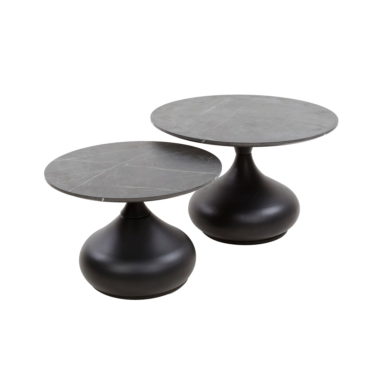 Salontafel set/2 drop shape / 3D zwart bruin