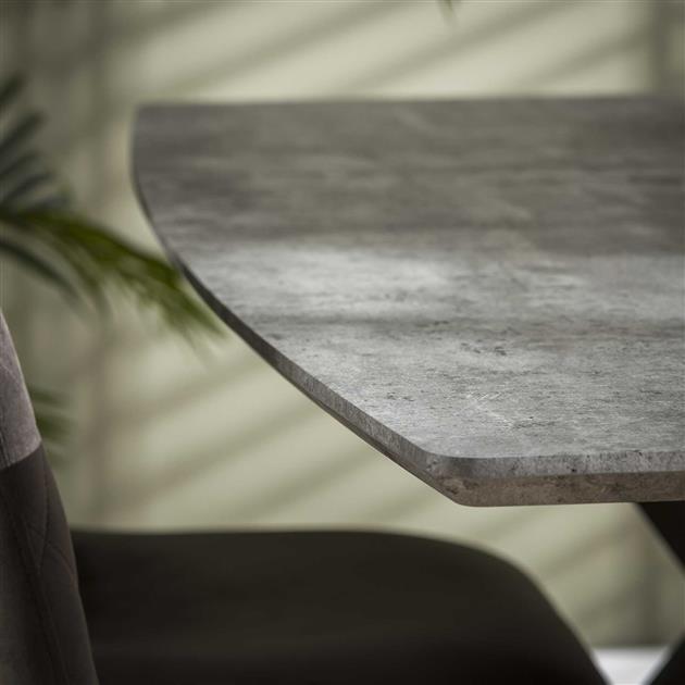 Eetkamertafel met ovaal blad - 160x90x76 cm - Zwart gepoedercoat frame / 3D betonlook grijs