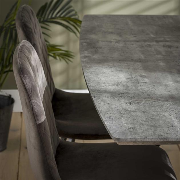Eetkamertafel met ovaal blad - 160x90x76 cm - Zwart gepoedercoat frame / 3D betonlook grijs