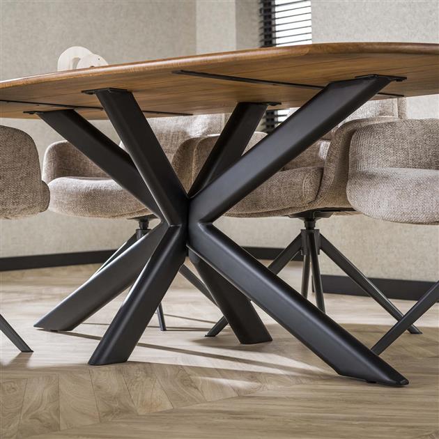 Eetkamertafel 215 Cliff Ovale Buis - 215x105x76 cm - Massief mango zandkleur