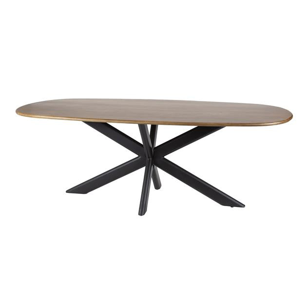 Eetkamertafel 215 Cliff Ovale Buis - 215x105x76 cm - Massief mango zandkleur