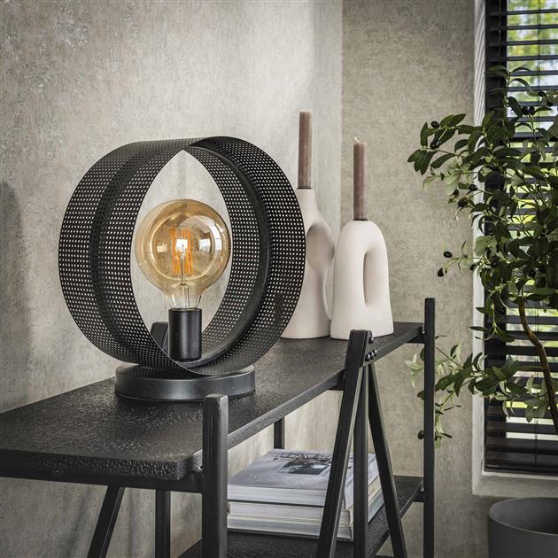 Tafellamp van 1 Lamp Ring Geperforeerd - 30x20x33 cm - Charcoal