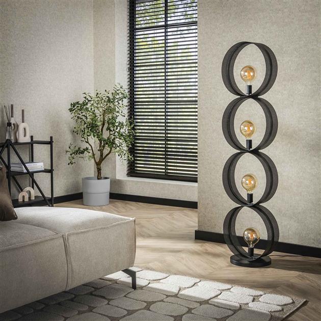 Vloerlamp van 4 Lampen Ring Geperforeerd - 40x30x162 cm - Charcoal