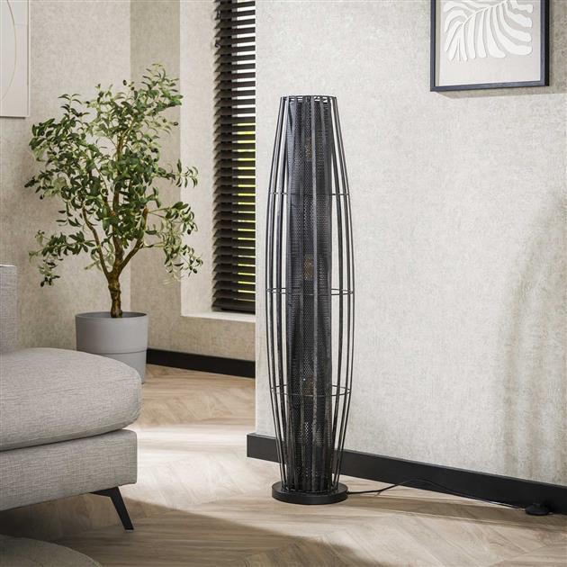 Vloerlamp van 3 Lampen Cylinder Mesh - 27x27x120 cm - Charcoal