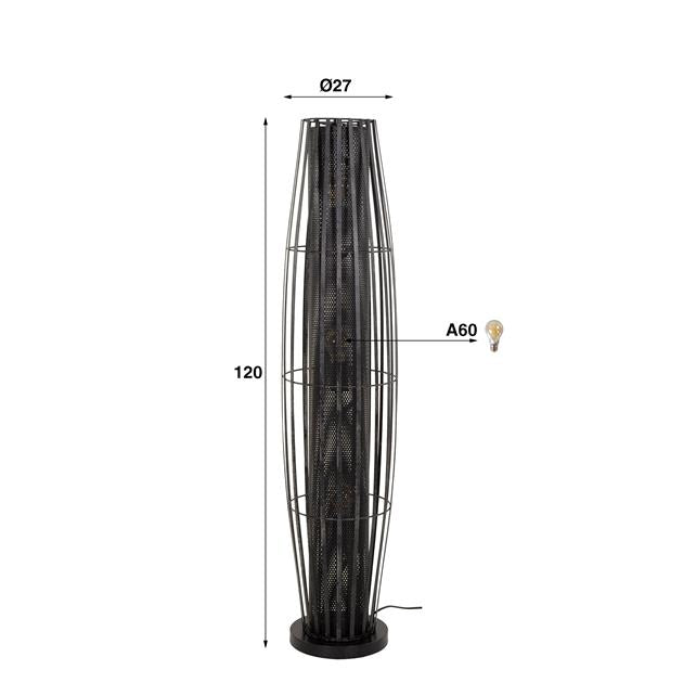 Vloerlamp van 3 Lampen Cylinder Mesh - 27x27x120 cm - Charcoal