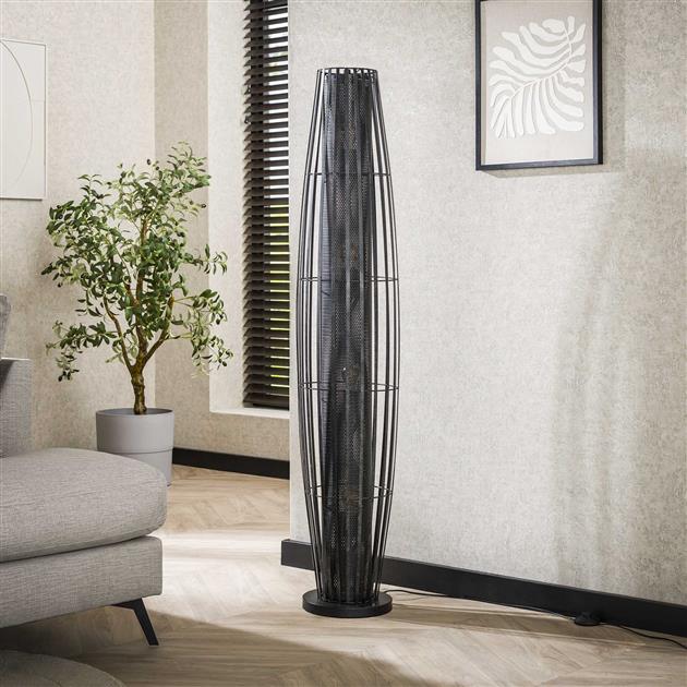 Vloerlamp 150 van 4 Lampen Cylinder Mesh - 29x29x150 cm - Charcoal