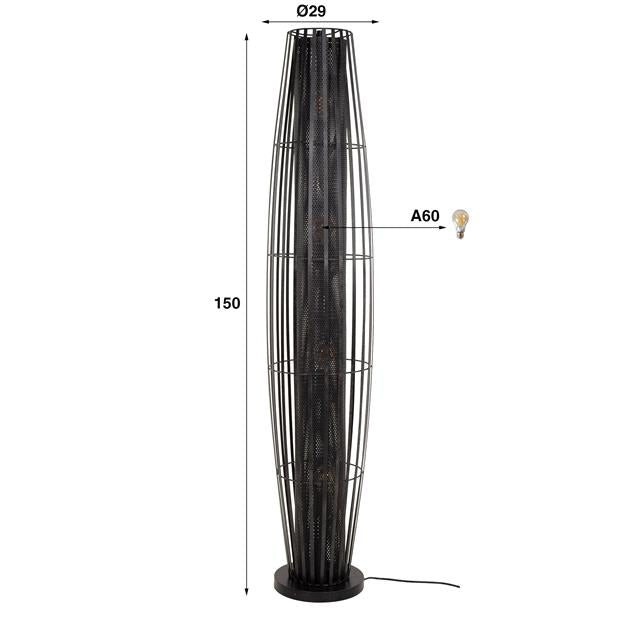 Vloerlamp 150 van 4 Lampen Cylinder Mesh - 29x29x150 cm - Charcoal