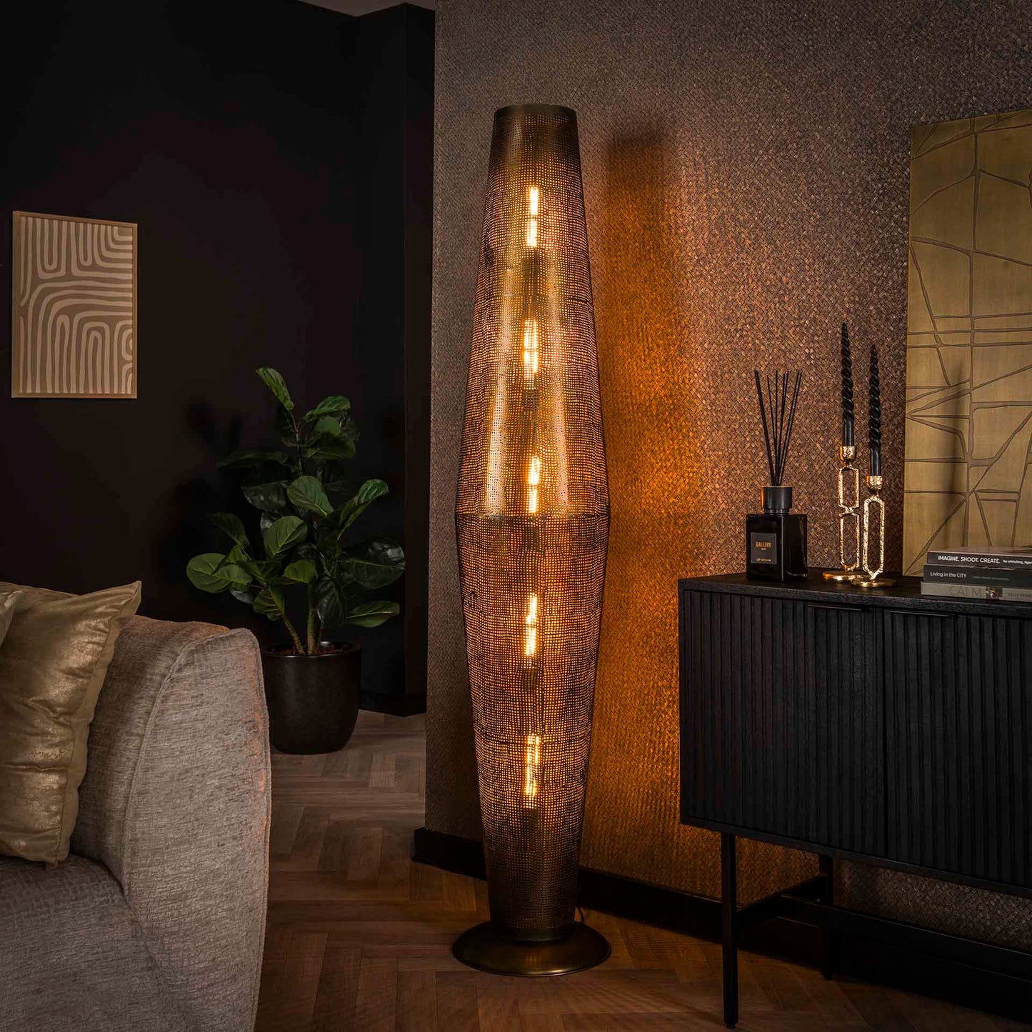 Vloerlamp van 5 Lampen Cosmic - 180x30x30 cm - Brons antiek
