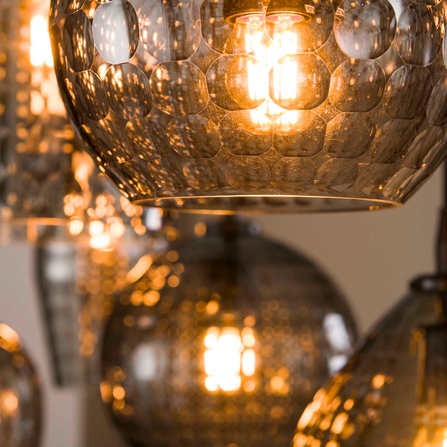 Hanglamp 4+3 hexagon mix / Smoke grey glas