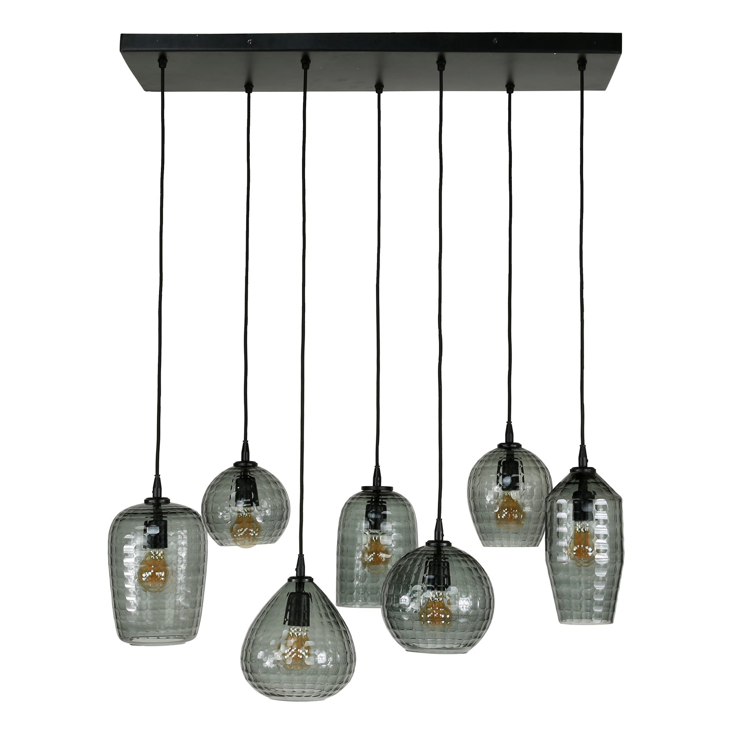 Hanglamp 4+3 hexagon mix / Smoke grey glas
