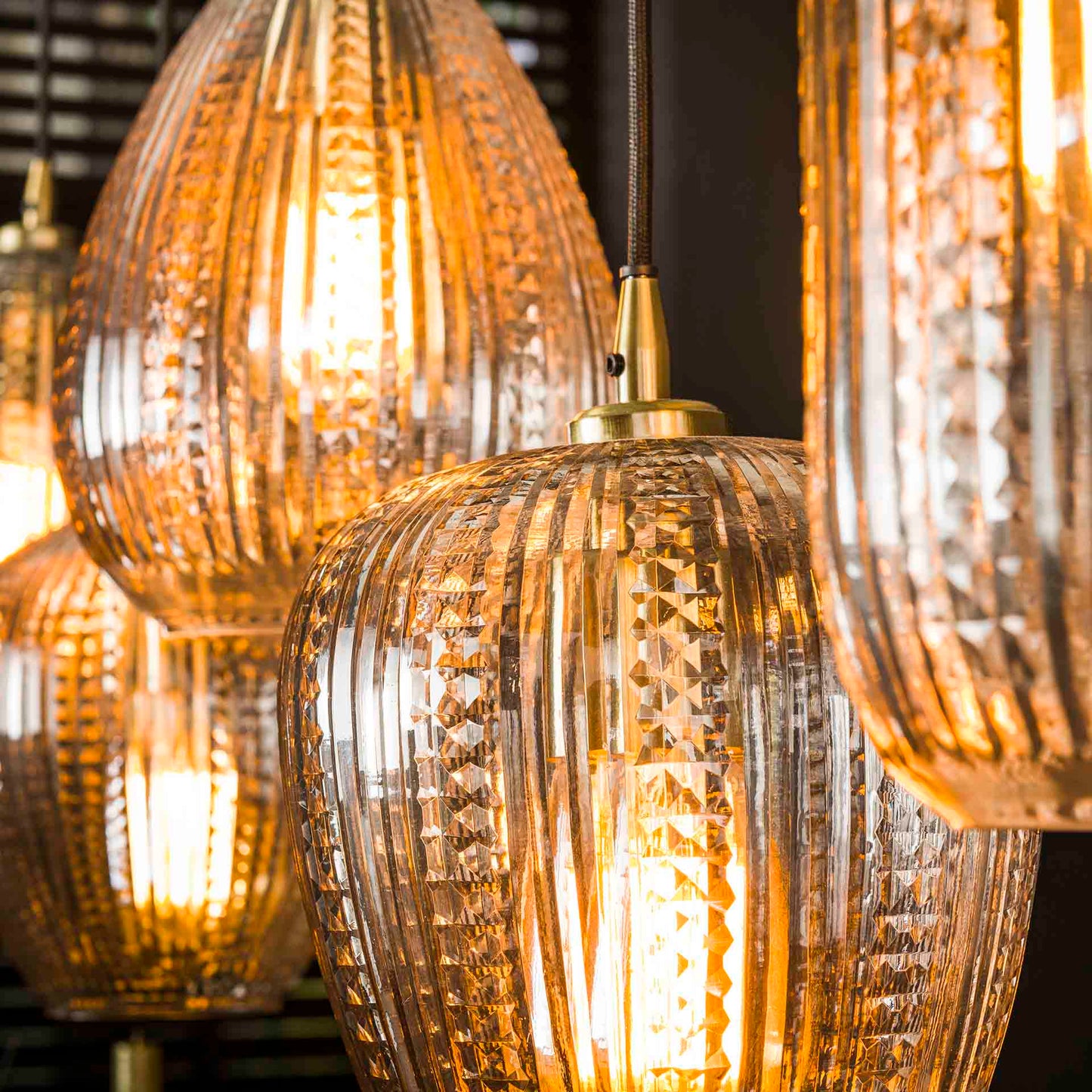 Hanglamp 5L diamond grain mix / Diamond glass