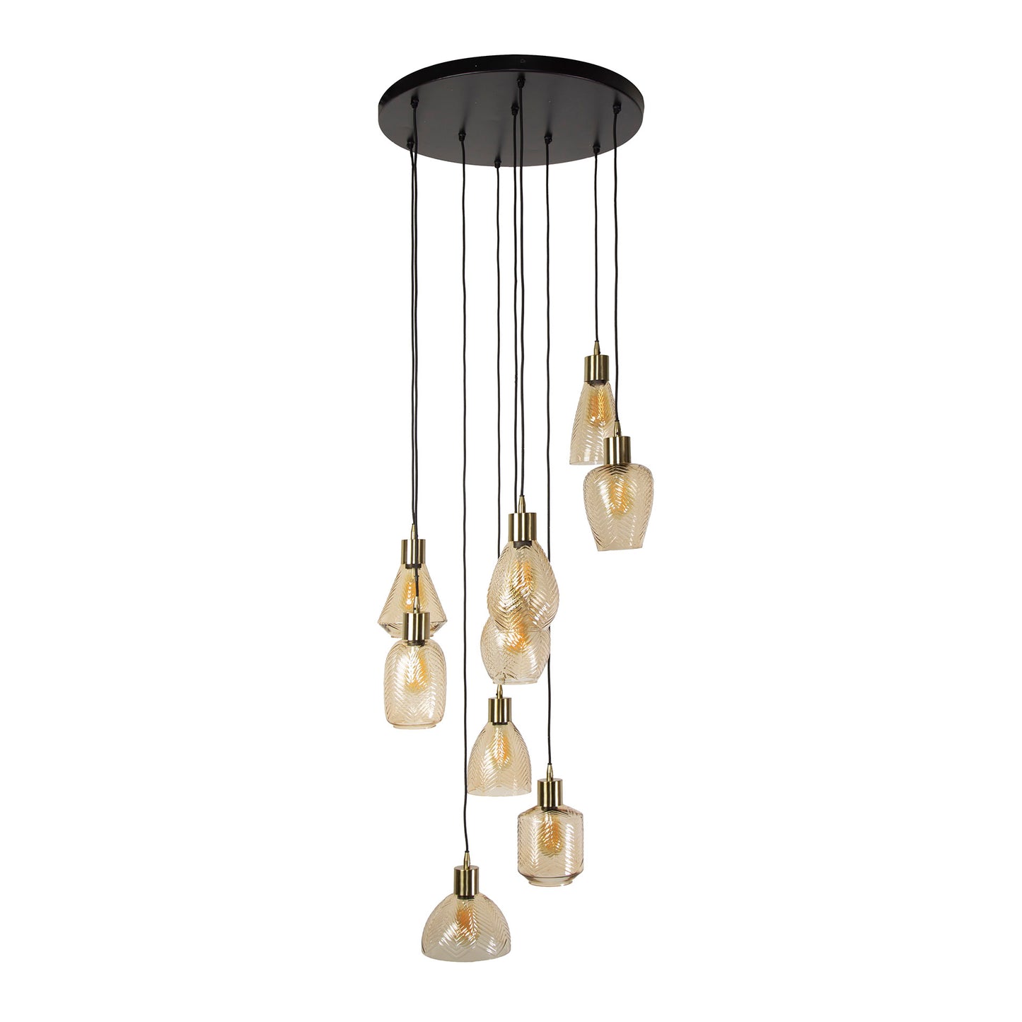 Hanglamp 9L leaf getrapt / Amberkleurig glas
