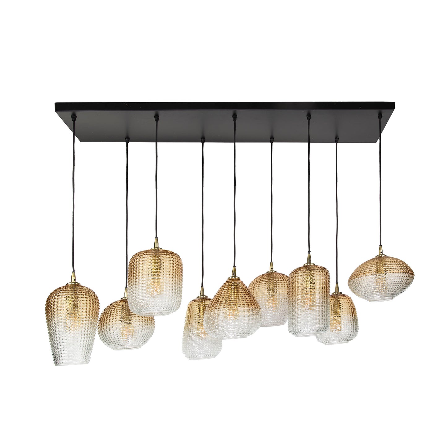 Hanglamp 5+4 dot pattern / Amberkleurig glas