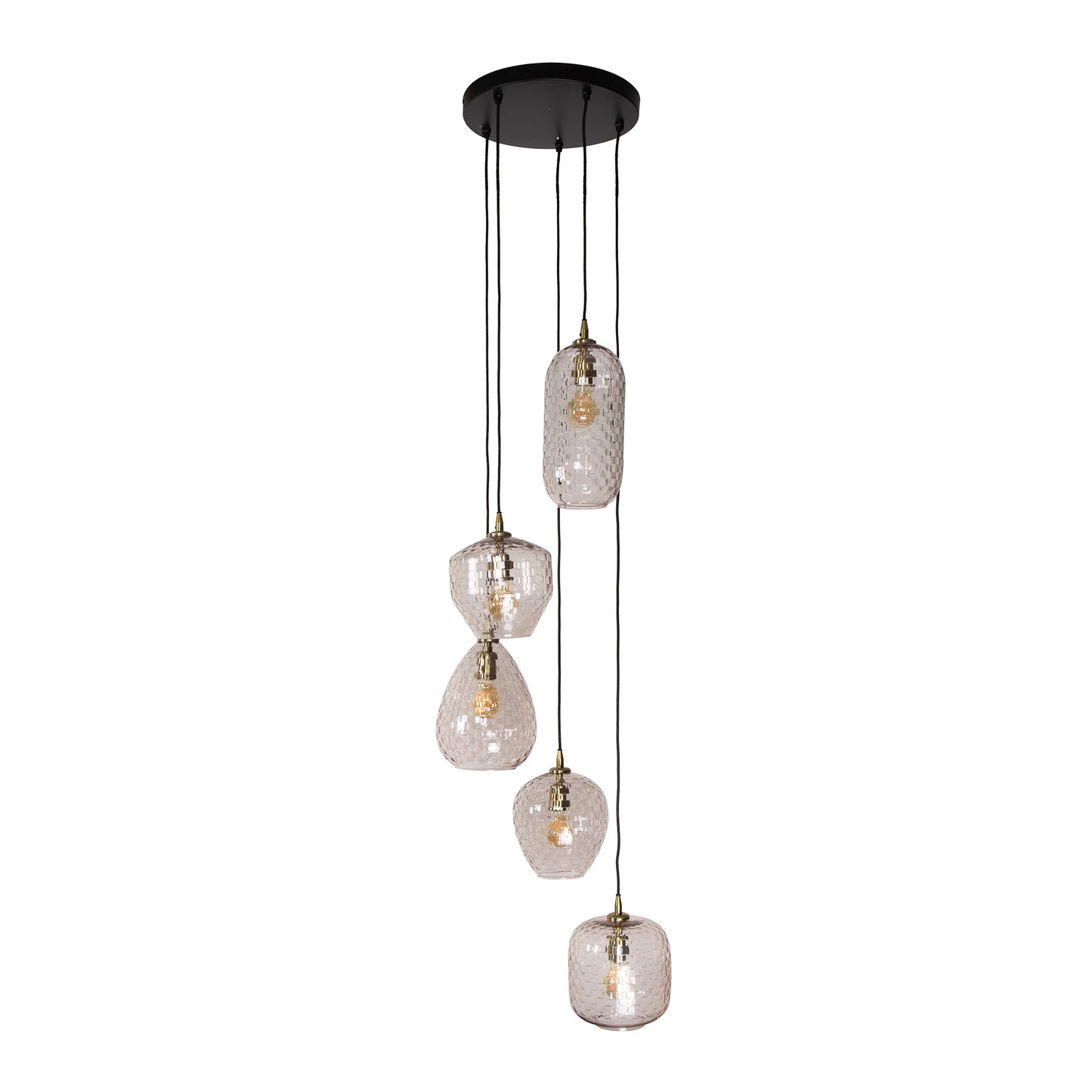 Hanglamp 5L patch pattern getrapt / Diamond glass