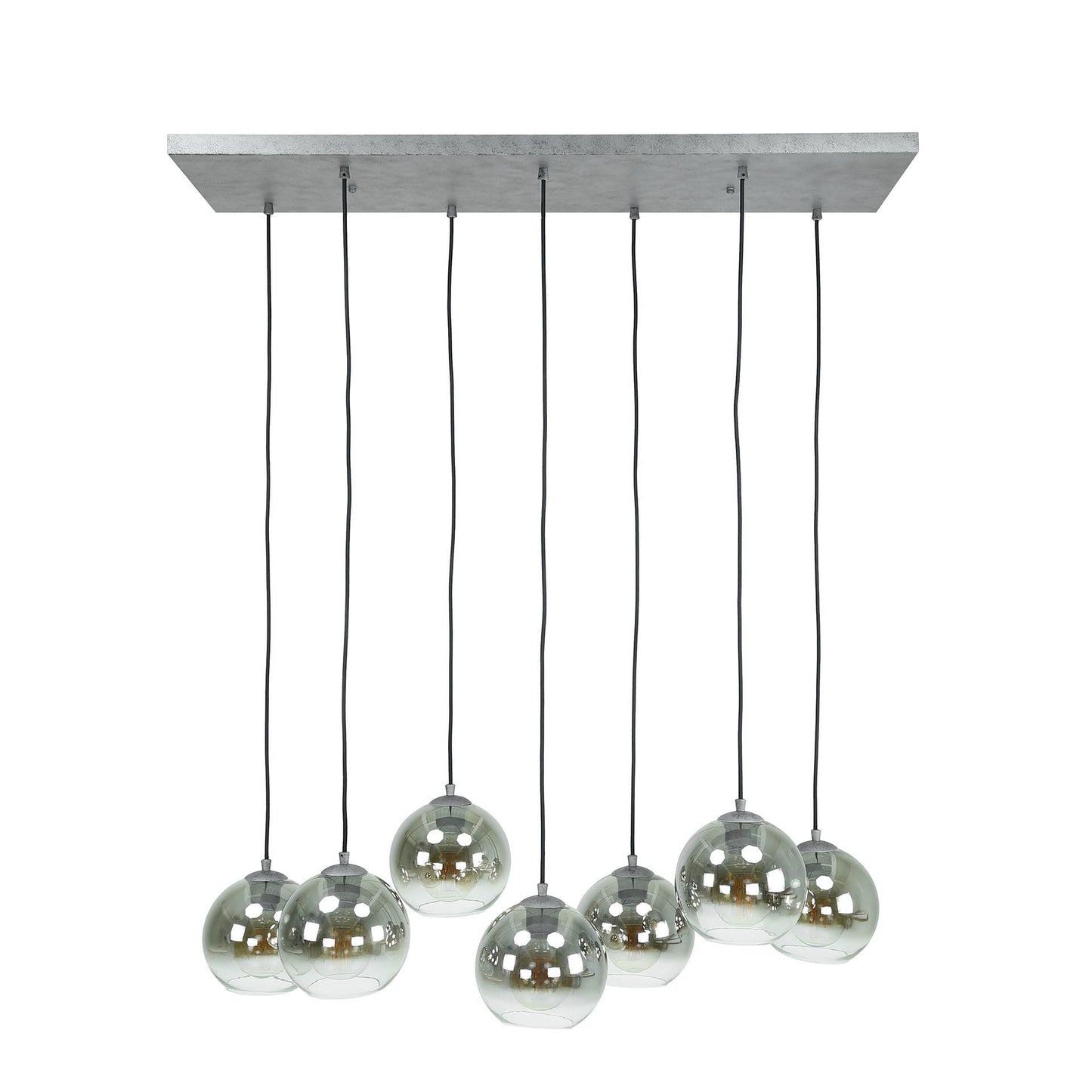 Hanglamp 4+3L bubble shaded / Oud zilver