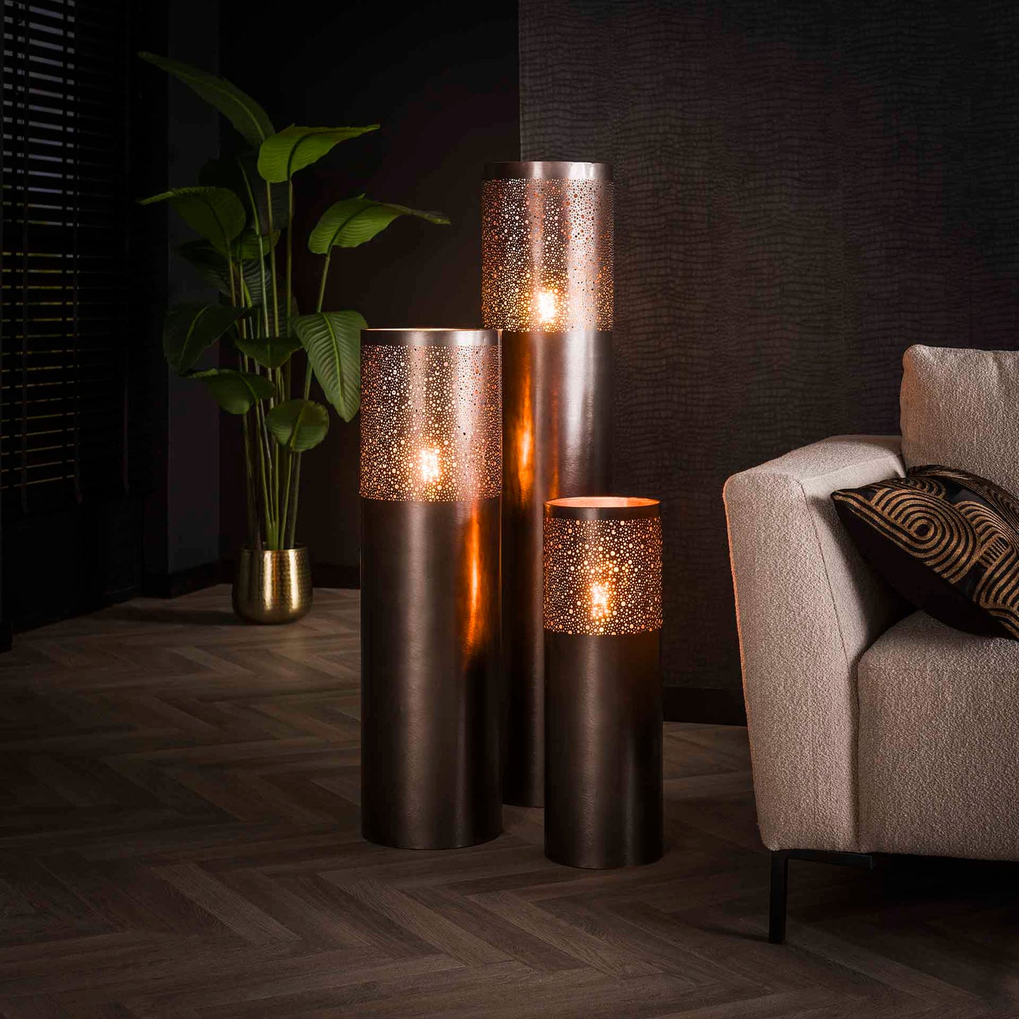 Vloerlamp Ø25 cilinder 90cm / Zwart nikkel