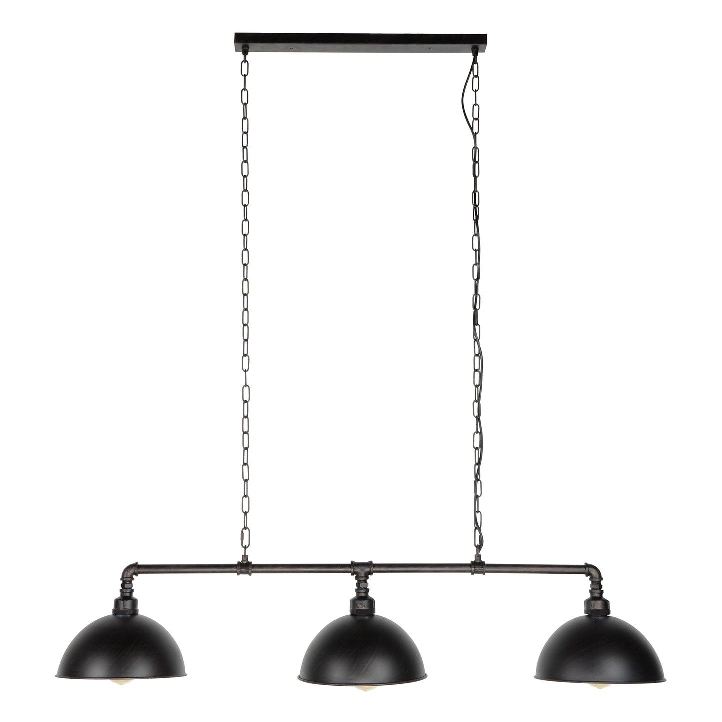 Hanglamp 3L halfronde kap-industrial tube / Zwart