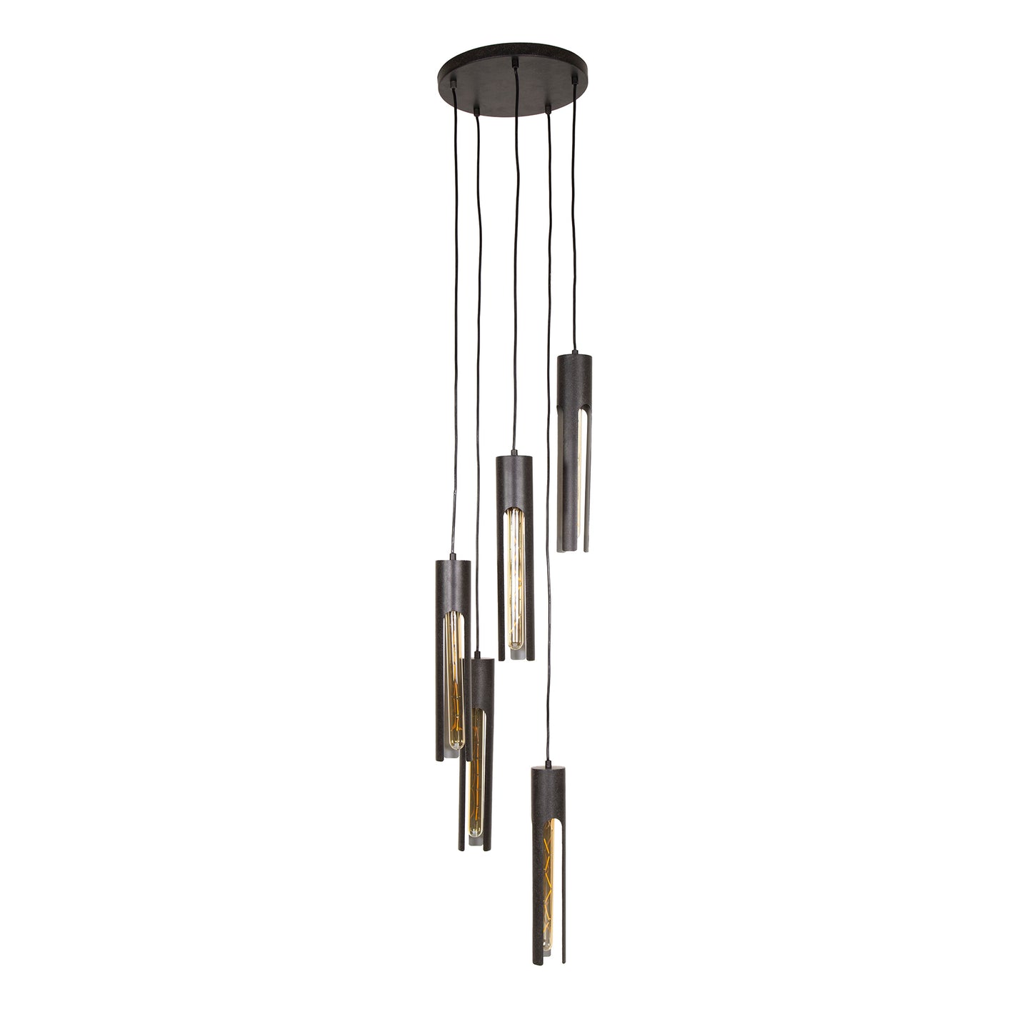 Hanglamp 5L getrapt tube / Artic zwart
