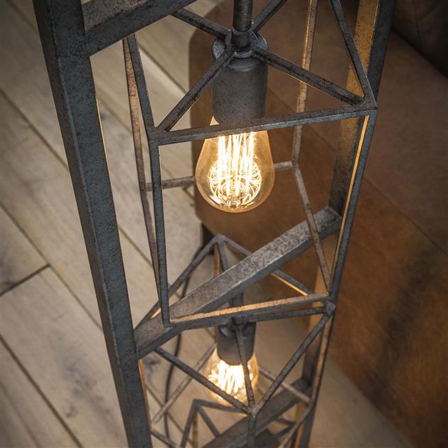 Vloerlamp 4x Cubic Tower - 34x24x160 cm - Oud zilver