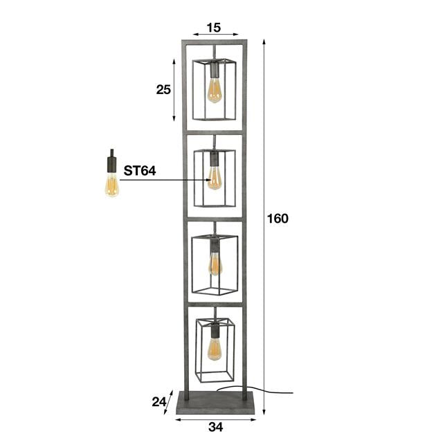 Vloerlamp 4x Cubic Tower - 34x24x160 cm - Oud zilver