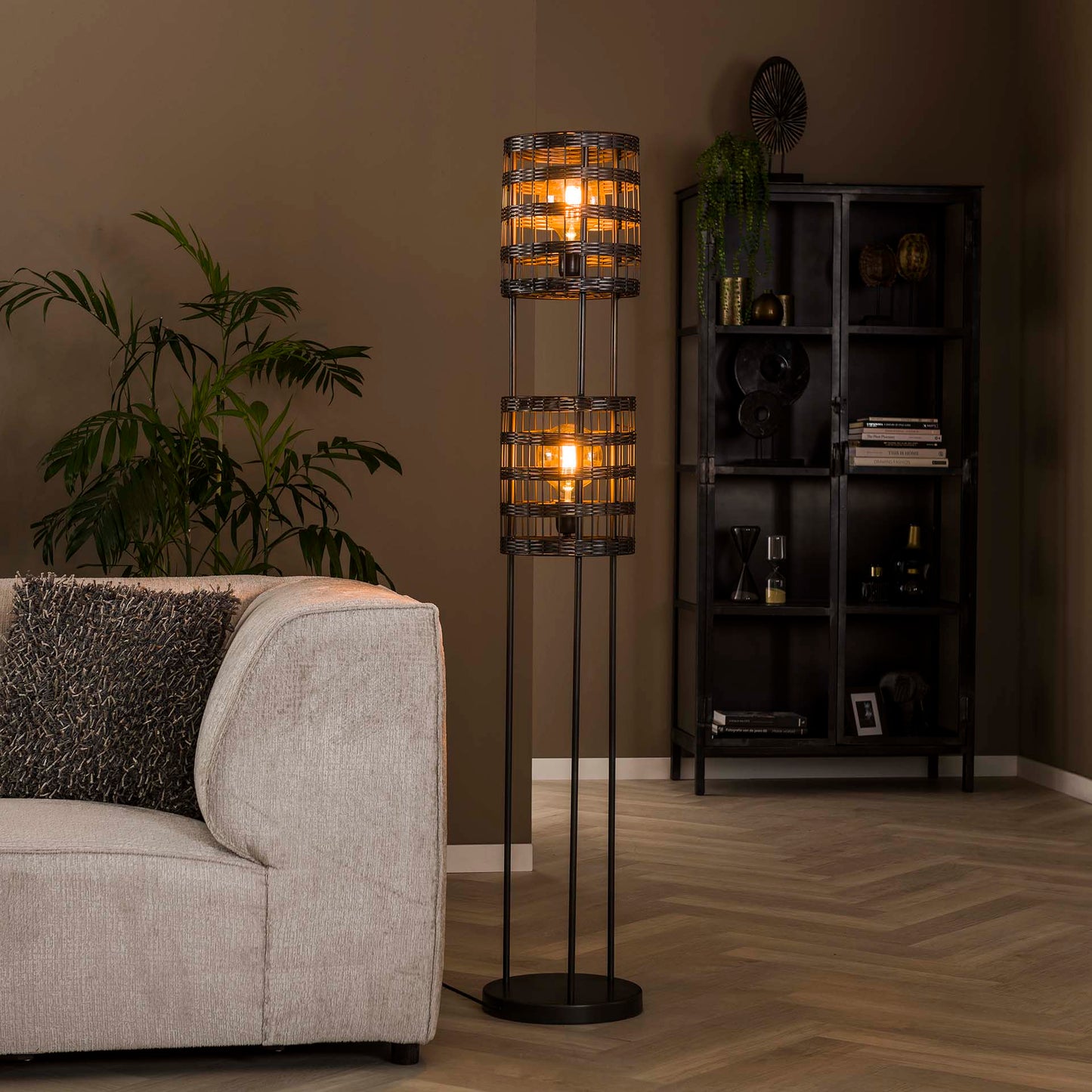 Vloerlamp 2L Metal Blinds - 30x30x166 cm - Zwart Nikkel