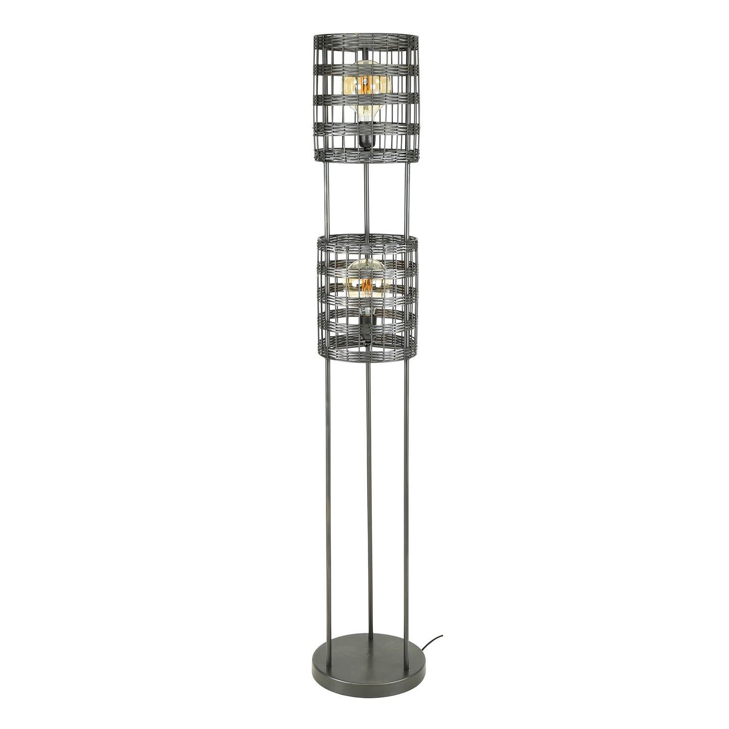 Vloerlamp 2L metal blinds / Zwart nikkel