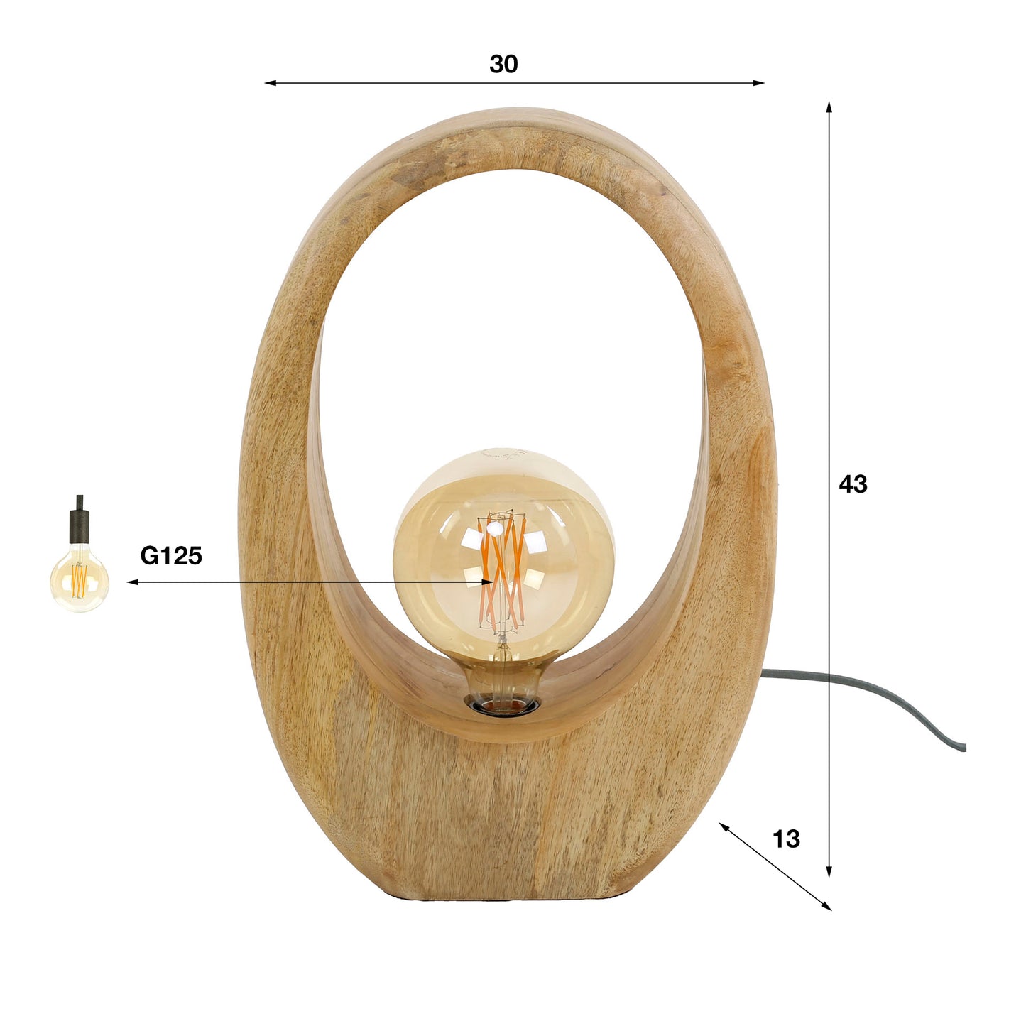 Tafellamp 1L Arch wood L
