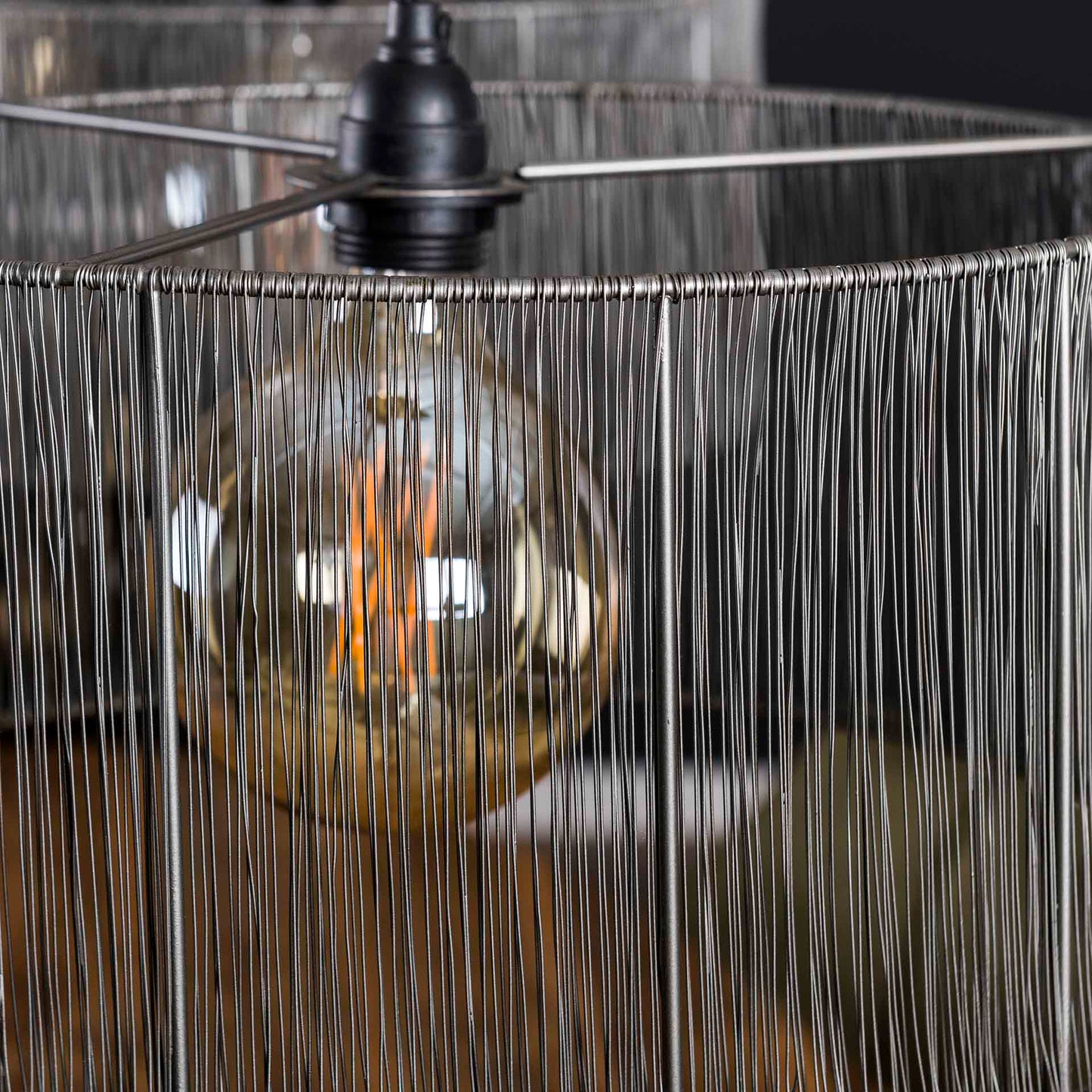 Hanglamp 2L stringshade metal / Zwart nikkel