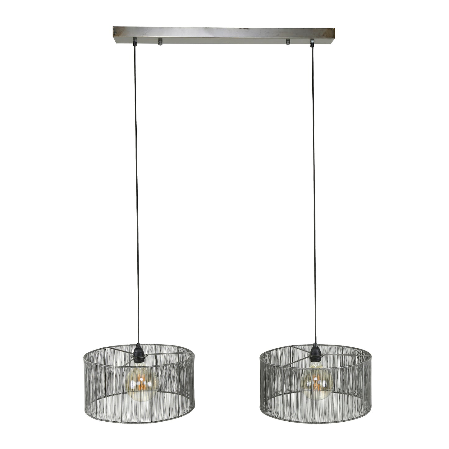 Hanglamp 2L stringshade metal / Zwart nikkel