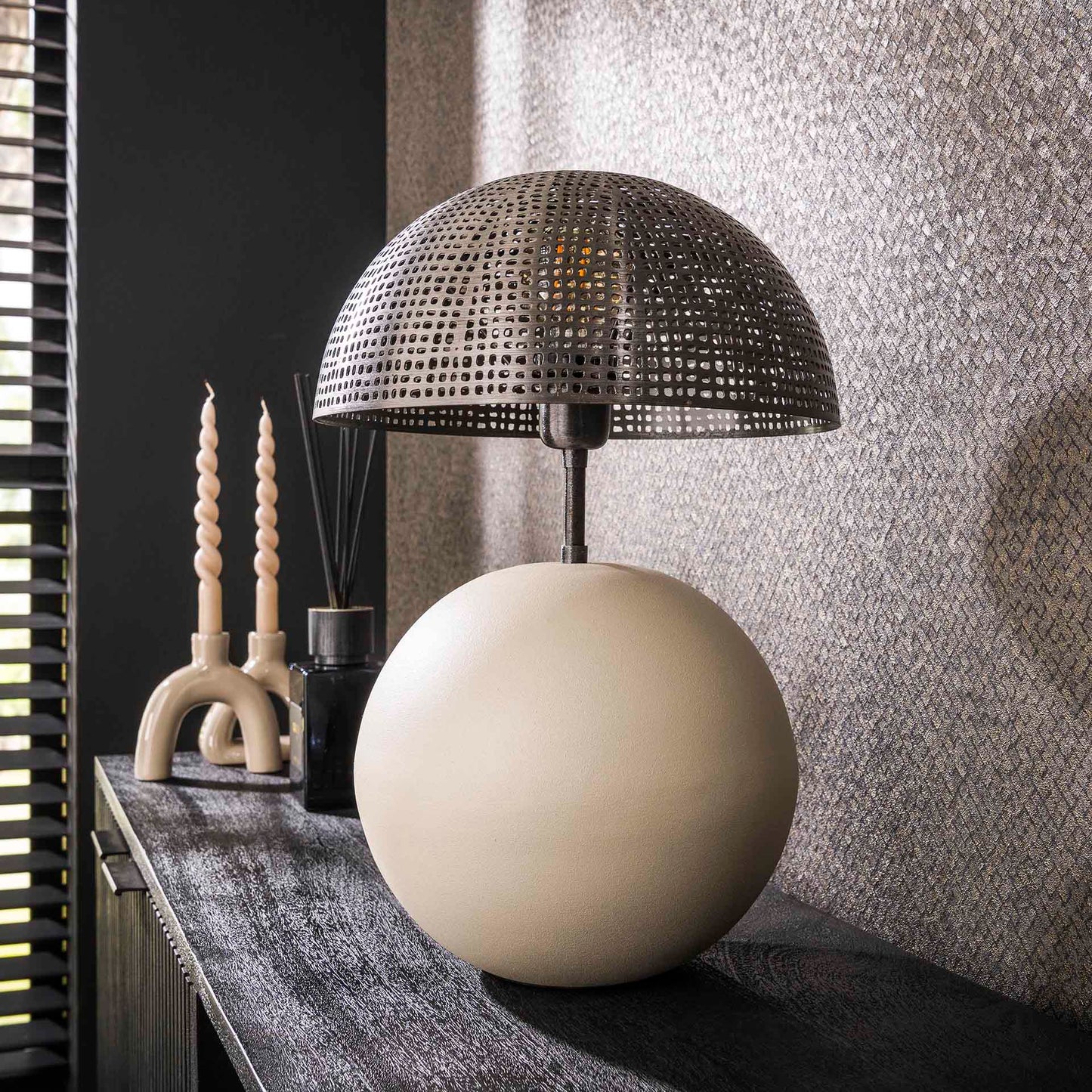 Tafellamp 1L sphere natural / Natural grey