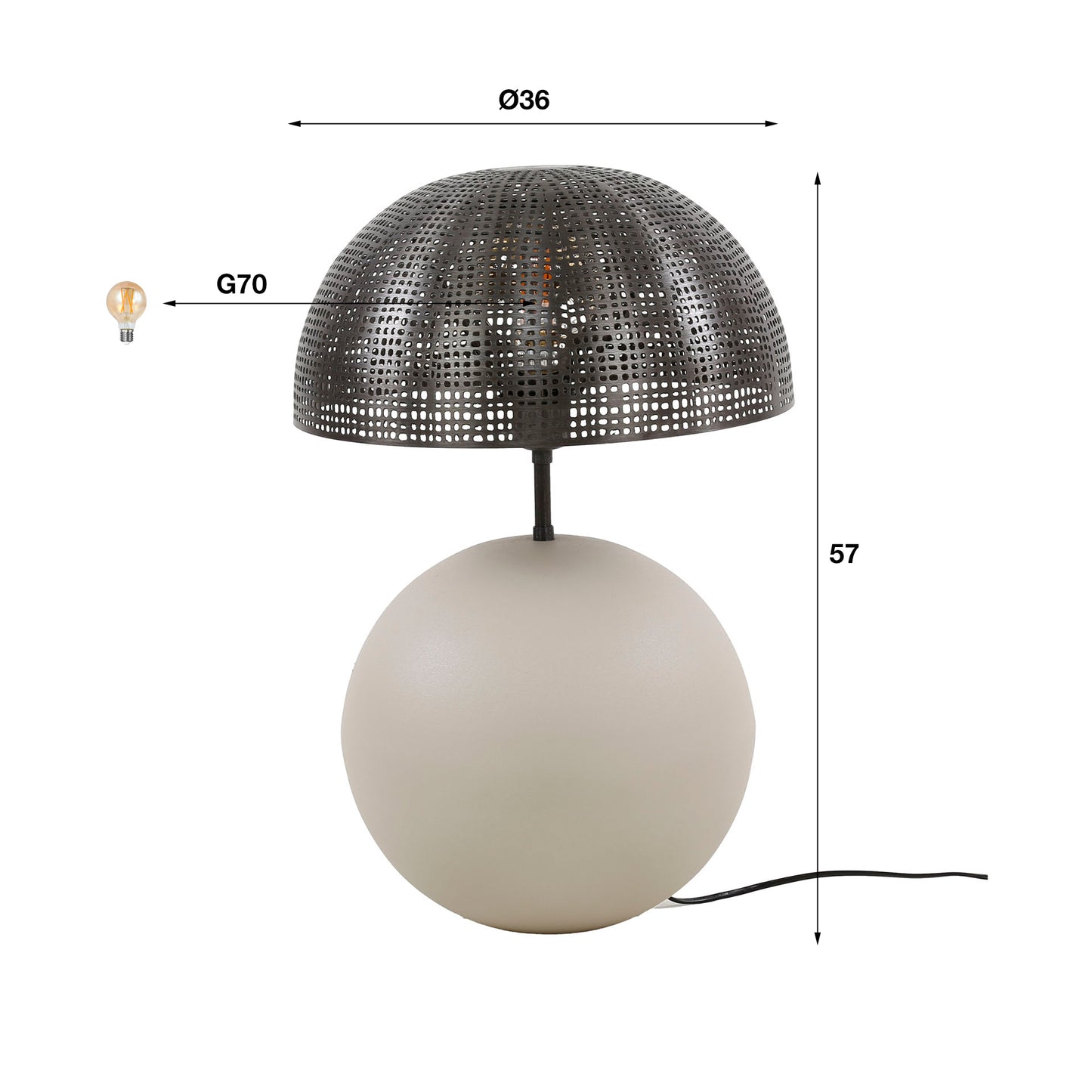 Tafellamp 1L sphere natural L / Natural grey