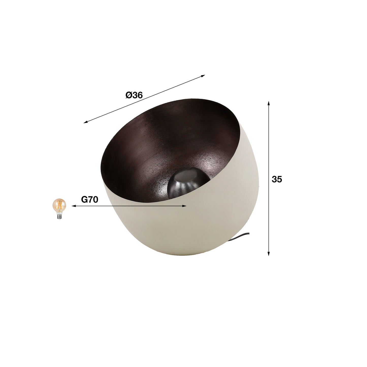 Tafellamp Ø36 basket L / Natural grey
