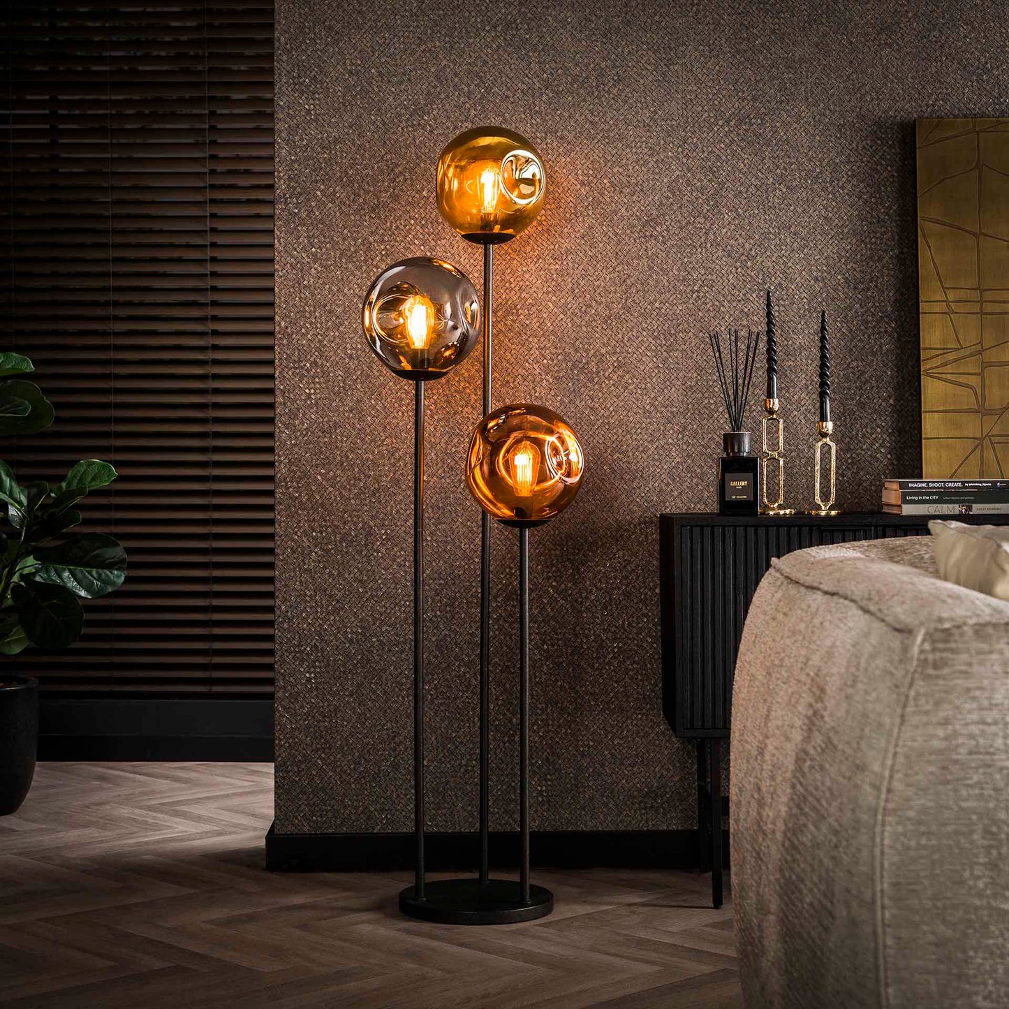 Vloerlamp van 3 Ø25 Stellar Lampen - 32x32x164 cm - Artic Zwart