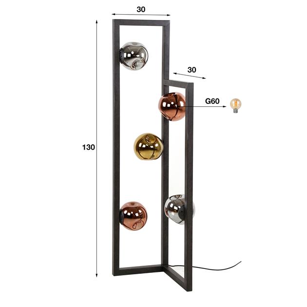 Vloerlamp 5L Stellar - 30x30x130 cm - Artic zwart
