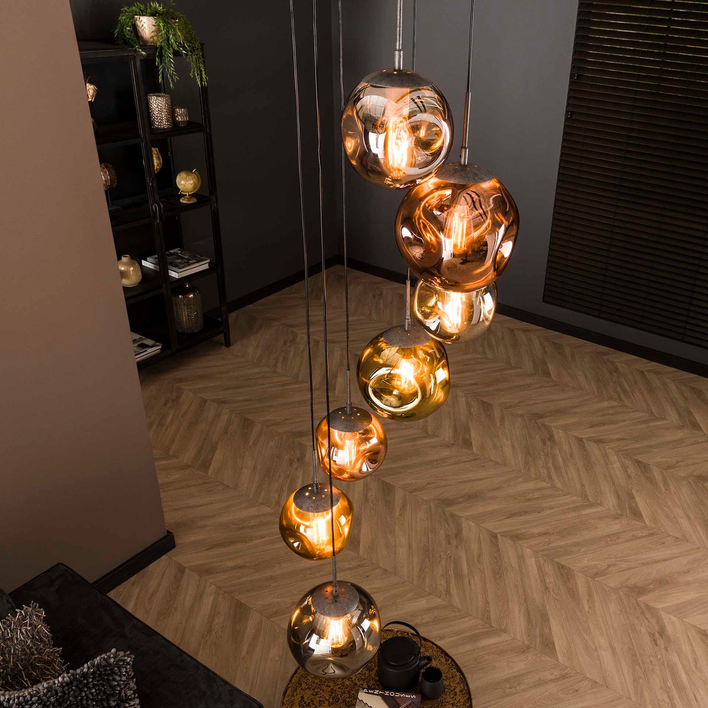 Hanglamp 7L getrapt stellar / Oud zilver