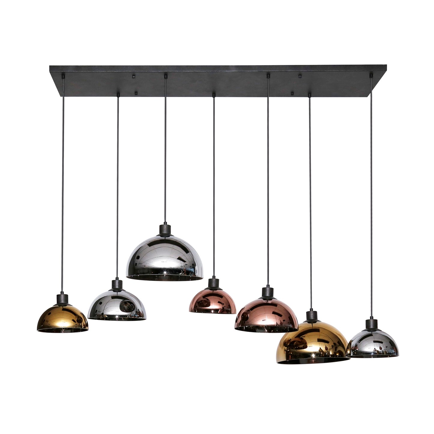 Hanglamp 4+3 disk glass tricolore / Artic zwart