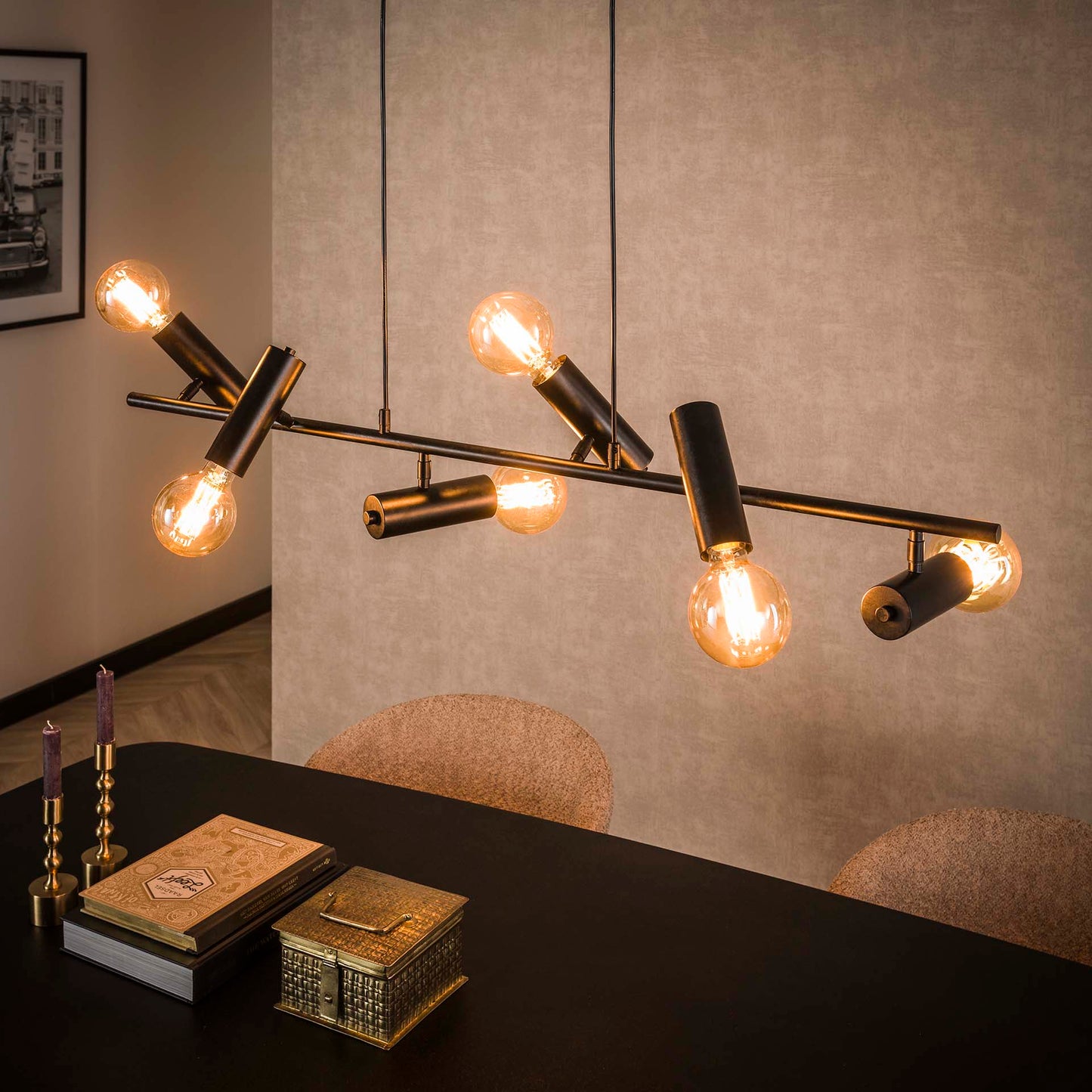 Hanglamp van 6 Lampen Point - 110x20x150 cm - Charcoal