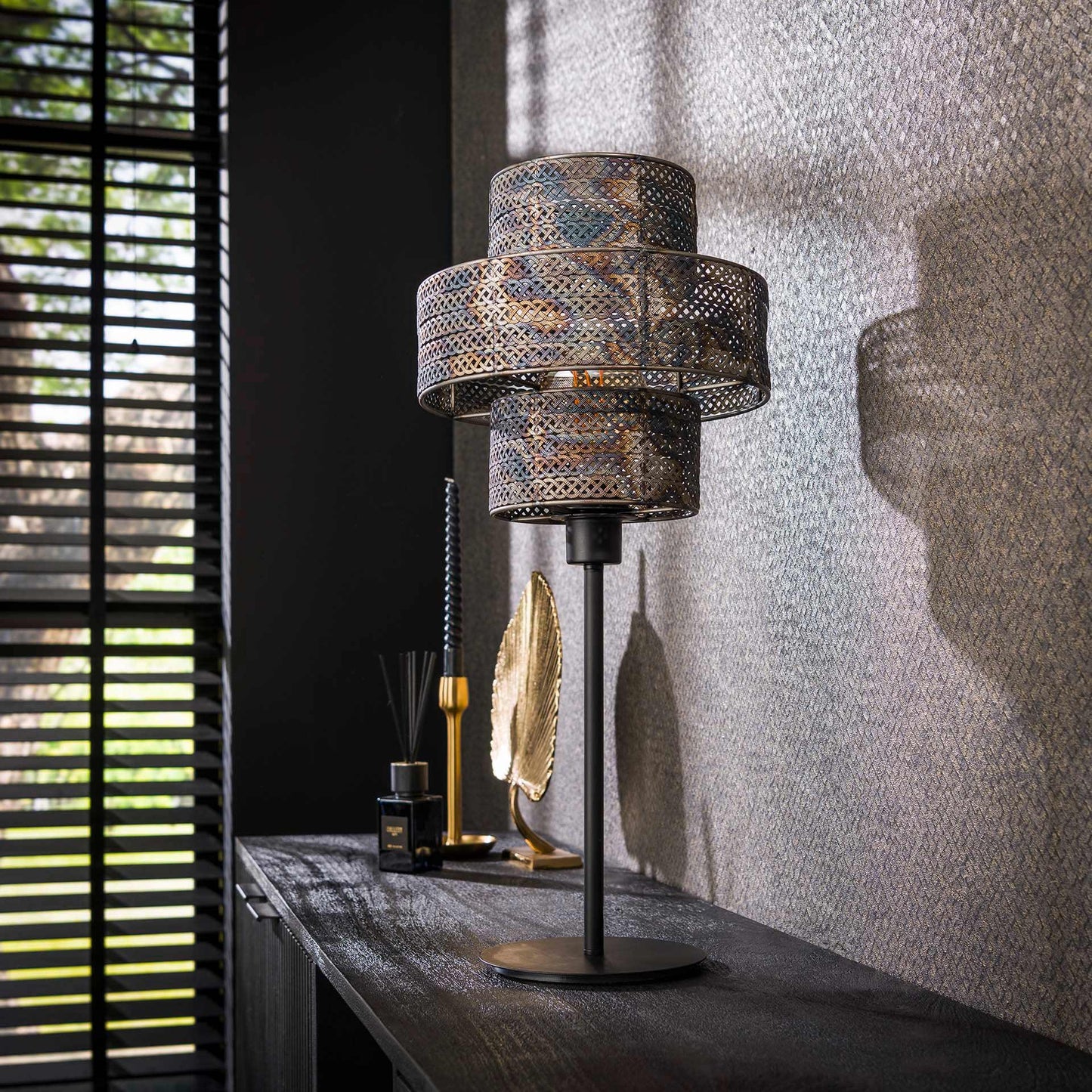 Tafellamp 1L lantern / Zwart bruin
