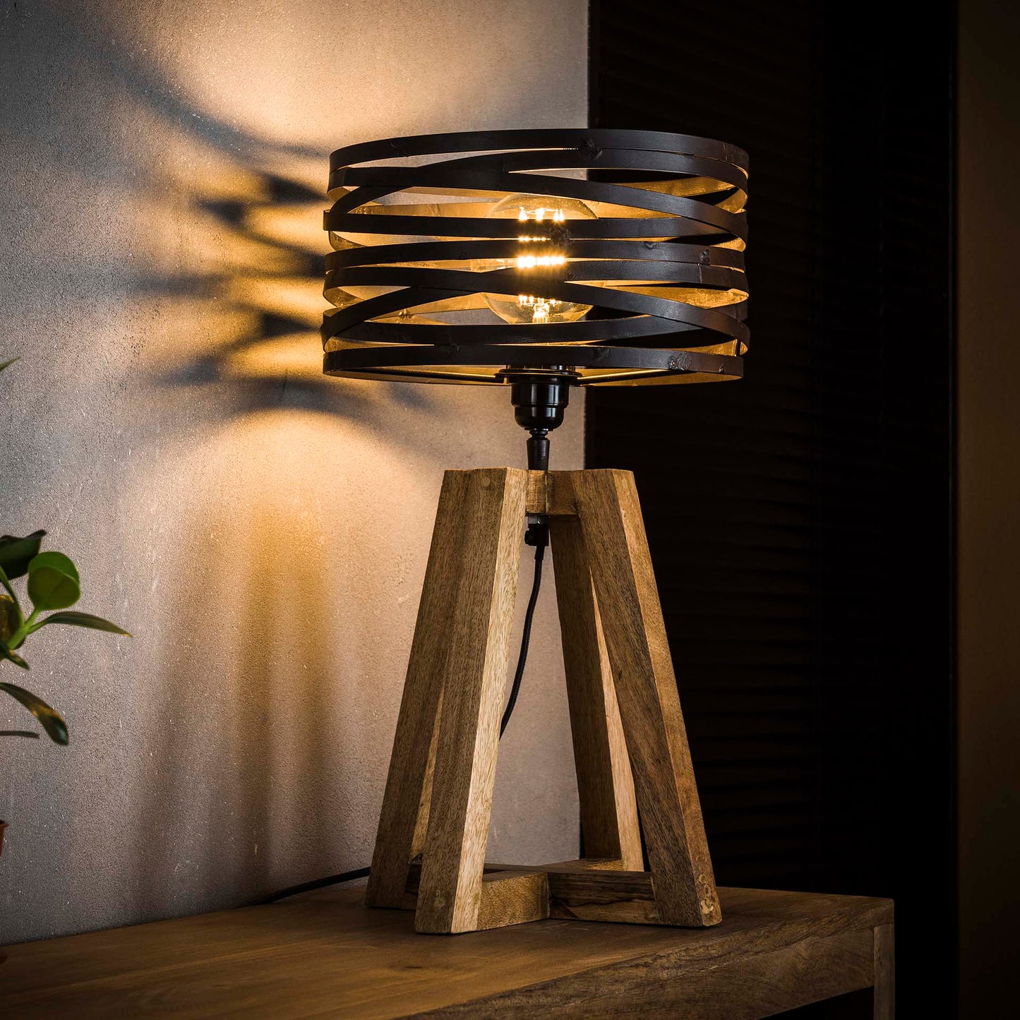 Tafellamp twist houten kruisframe / Slate grey