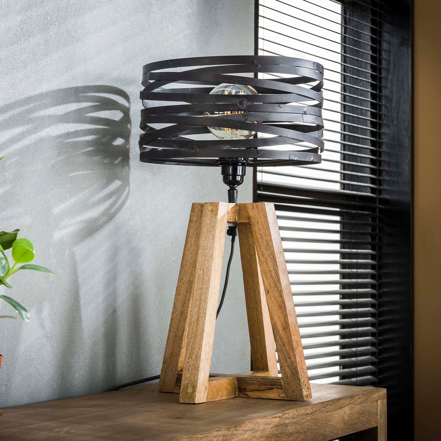 Tafellamp twist houten kruisframe / Slate grey