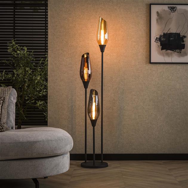 Vloerlamp Cocoon Mix Glass - 35x35x168 cm - Zwart