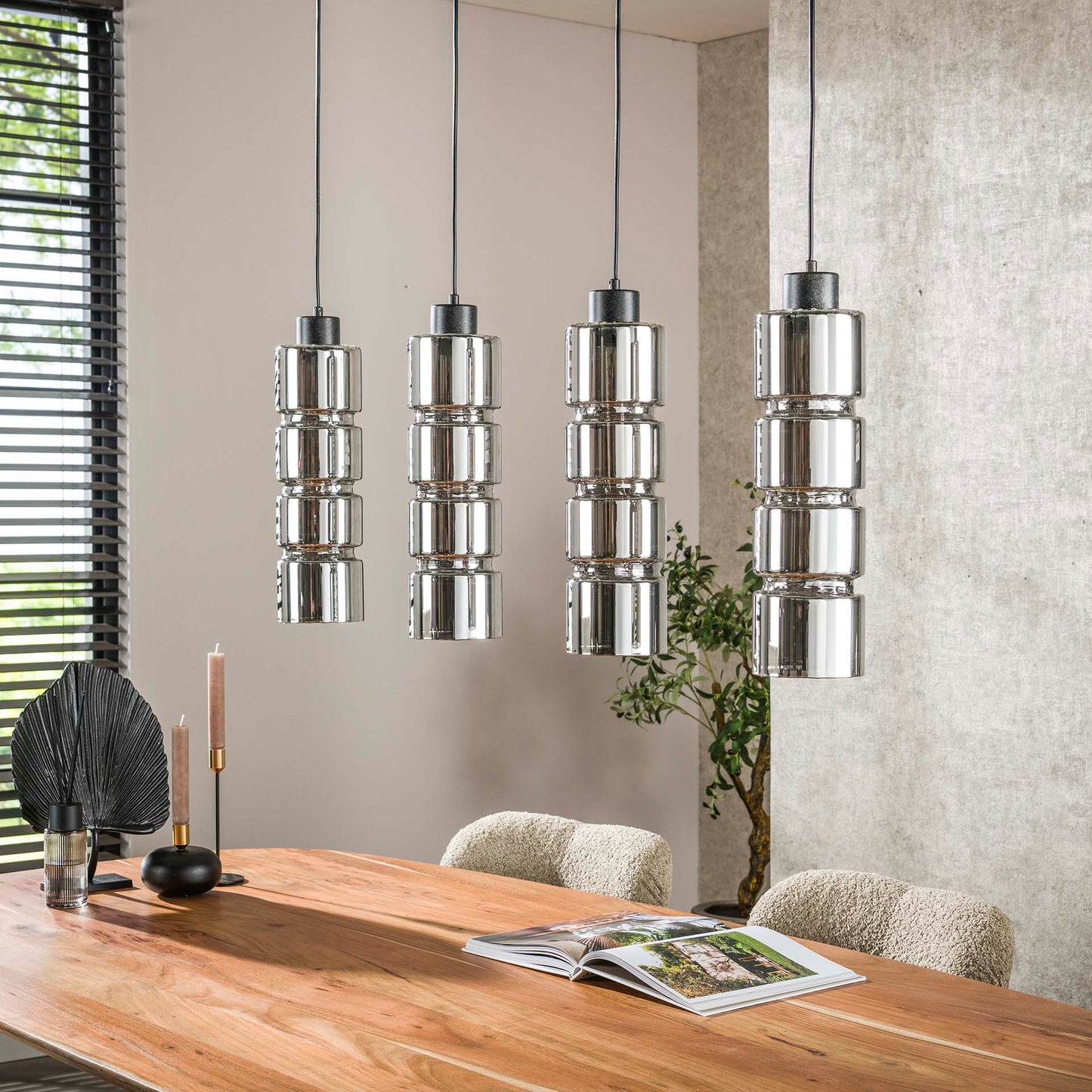 Hanglamp 4L cylinder glas / Artic zwart