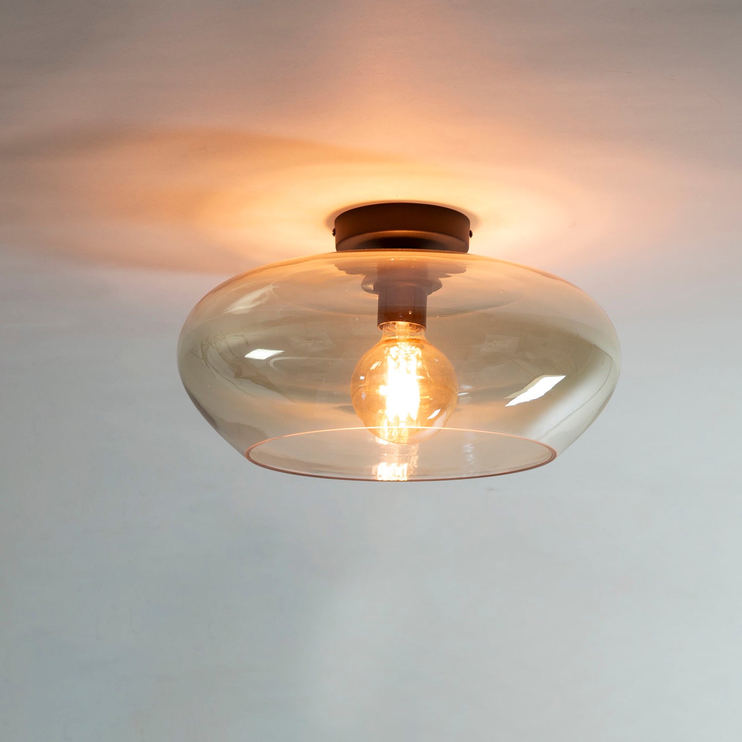 Plafondlamp Elevate Glass - 40x40x22 cm - Koperkleurig Glas