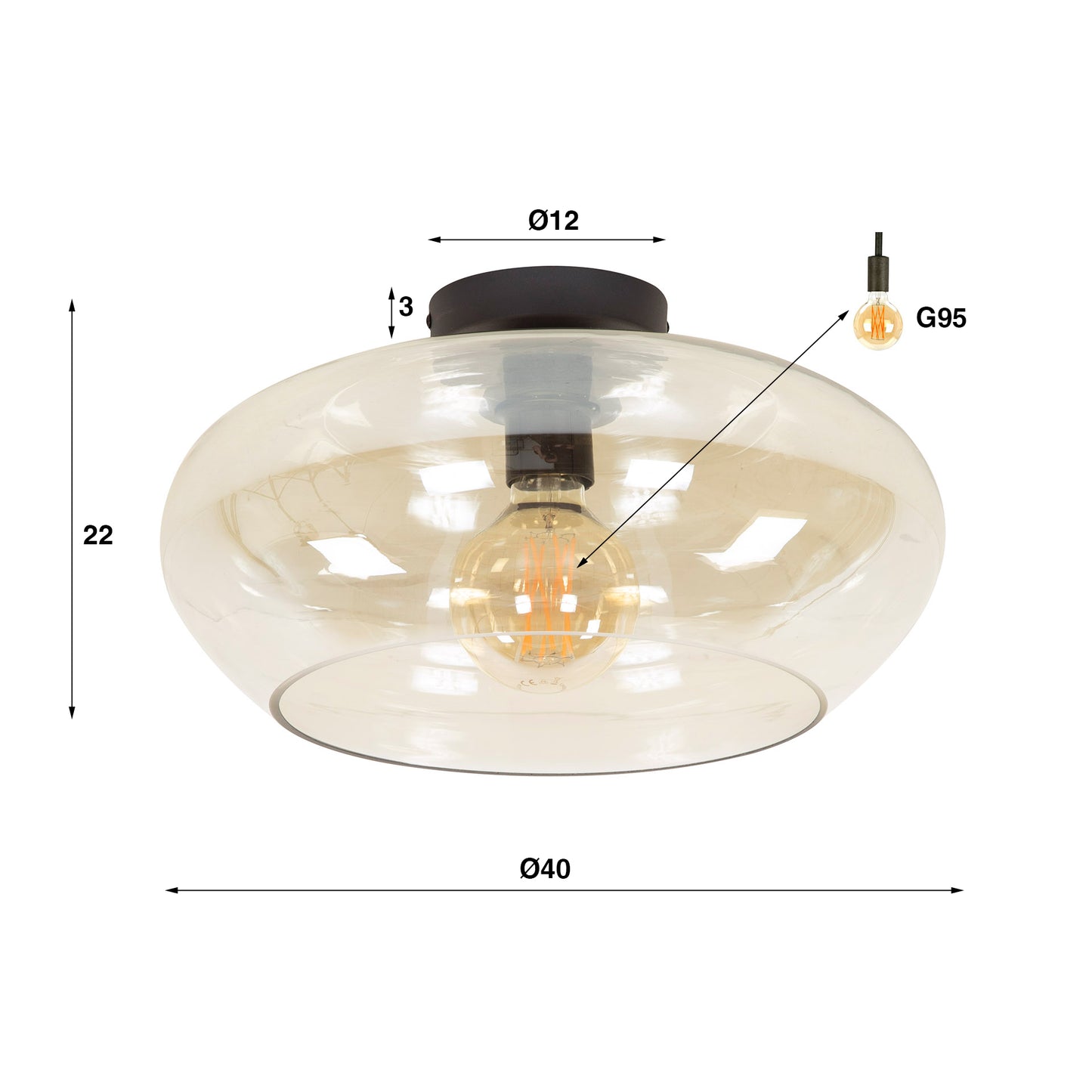 Plafondlamp elevate glass / Amber color glas